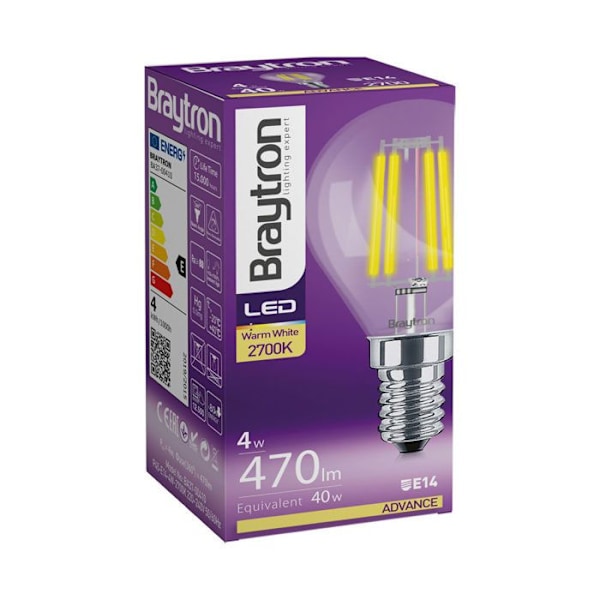 LED filamentampull E14 P45 4W 3000K 470lm