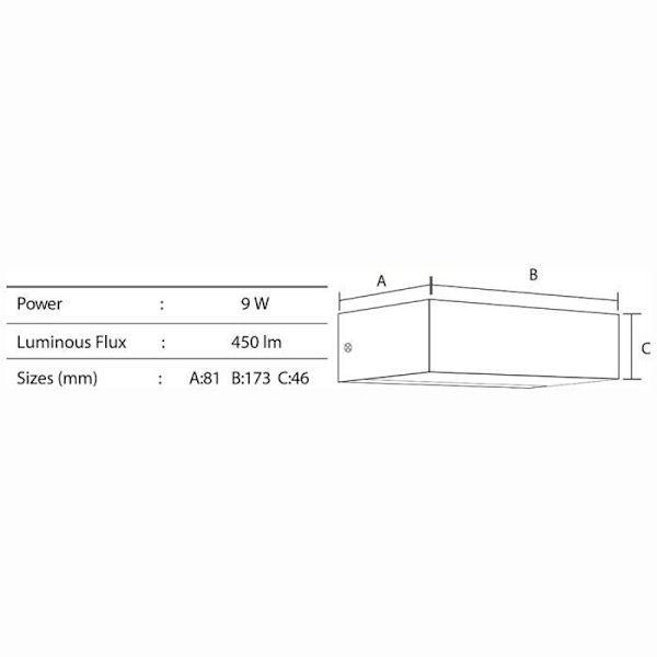 LED væglampe - NOBRANDS - ANDIZ - 9W - 4200K - IP65 - Hvid - Udendørs Vit