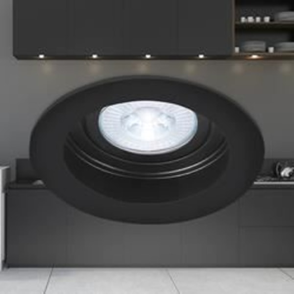 Set med 10 Beta R3 rund svart fläck stöder MR16 GU10/GU5.3 Svart