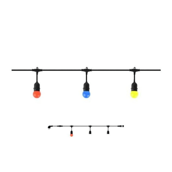 Utomhusgirland 10 Mt E27 10 socklar Max 2000W IP44 serieansluten Svart