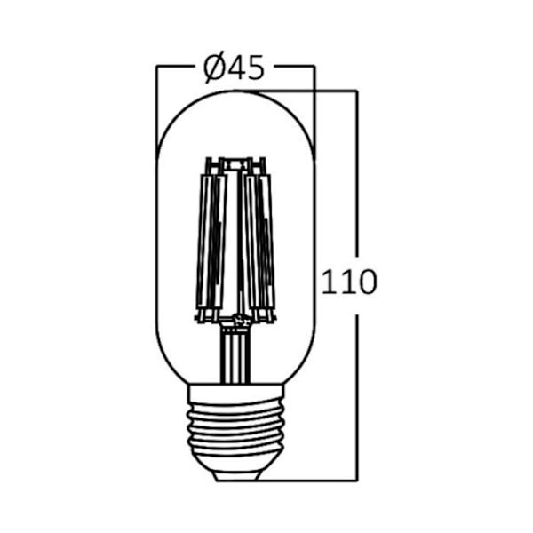 LED-ampull T45 filament 4W E27 2200K Bärnsten