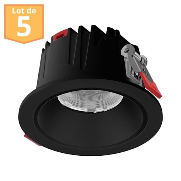 Spots LED Inbyggda - Braytron - Paket med 5 - 10W - Justerbar temperatur 3000K/4000K/6500K - IP20 Svart