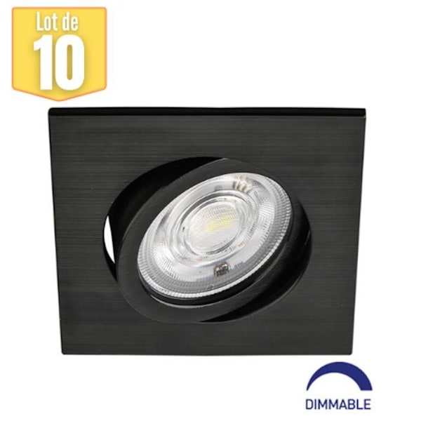 Spot LED infälld - 3in1 - Svart - 7W - Dimbar - IP20 - 10-pack Svart