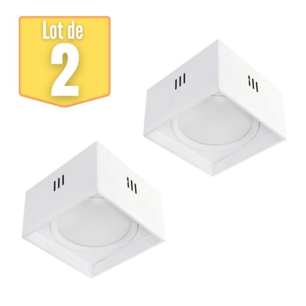 Set med 2 fyrkantiga LED-taklampor 10W 700lm 4200K Vit Vit