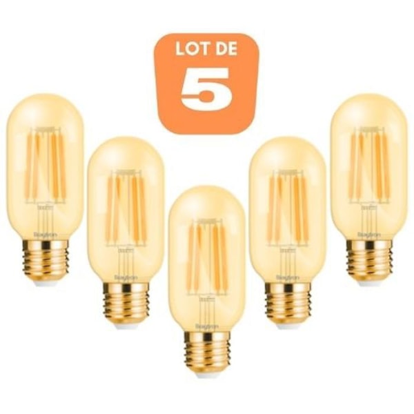 Sæt af 5 LED pærer T45 filament 4W E27 2200K