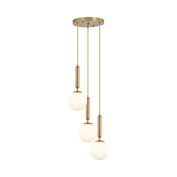Suspension i opalglas 3xG9 10W – gyllene finish