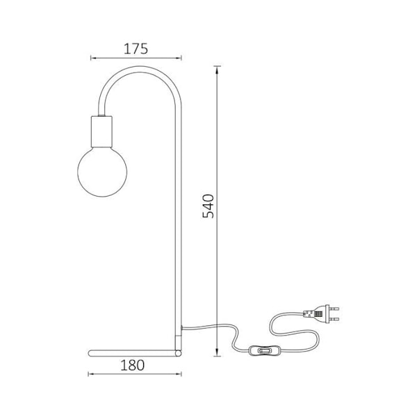 Dekorativ bordlampa 1xE27 23W IP20 – Svart metall Svart