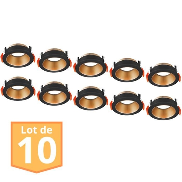 Sæt med 10 Beta R2 spotholdere runde sort/kobber-guld MR16 GU10/GU5.3 Koppar, Svart