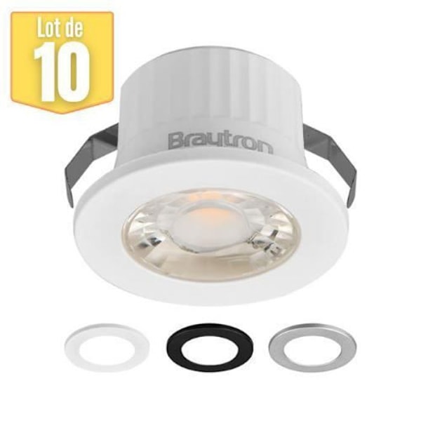 Sarja 10 mini pyöreää LED-kohdevaloa 3 väriä 3W 6500K IP54 Vit