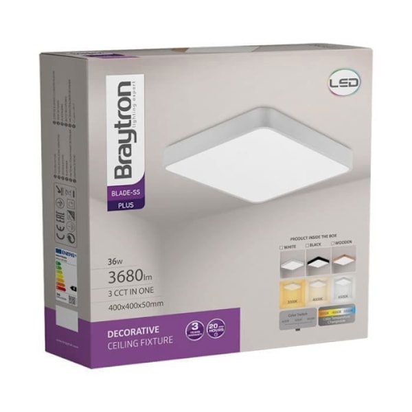 BRAYTRON Blade-S3 LED-taklampa, trä, 3in1, 36W, metall Trä
