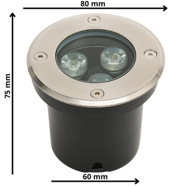 Set med 5 vattentäta infällda LED-spotlights 3W 300lm 4000K IP67 Matt krom