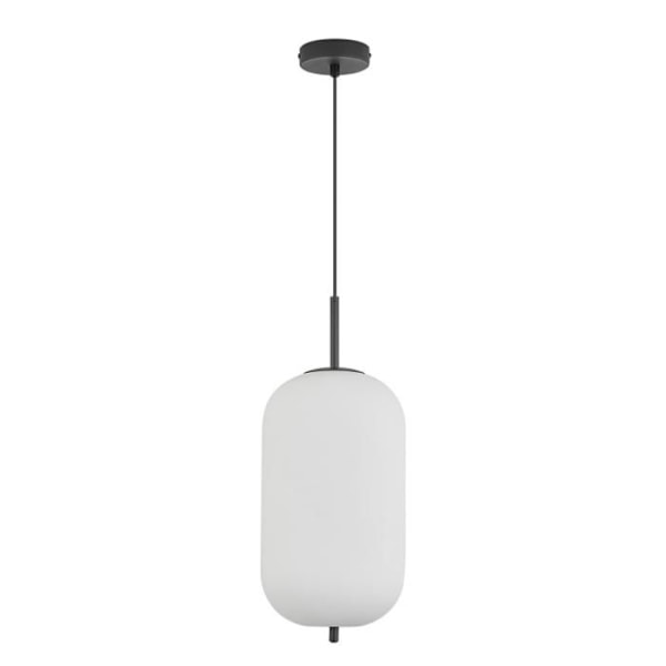 Opal glas cylinder pendel 23W IP20 E27 Diam 200mm Svart