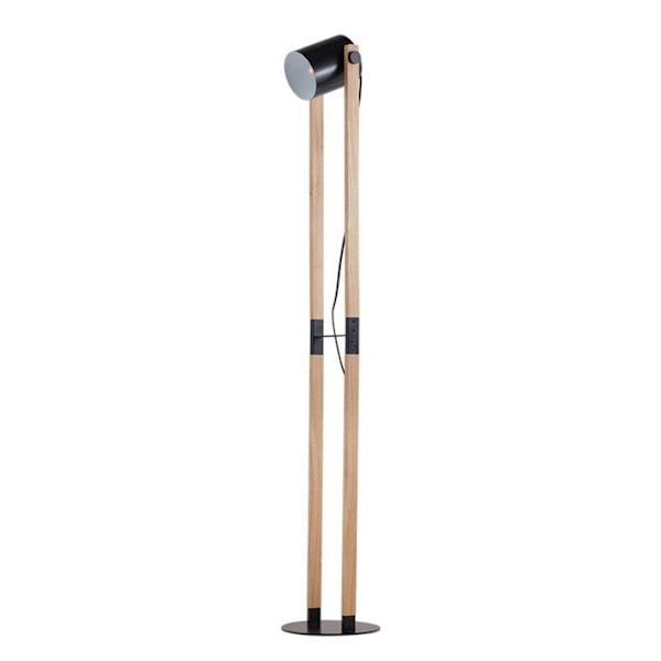 Golvlampa i metall och trä 23W IP20 E27 Diam 120mm Svart+Trä