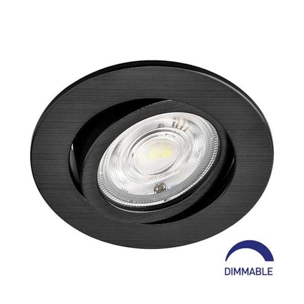 3i1 rund sort forsænket LED-spot 7W IP20 Dæmpbar Svart