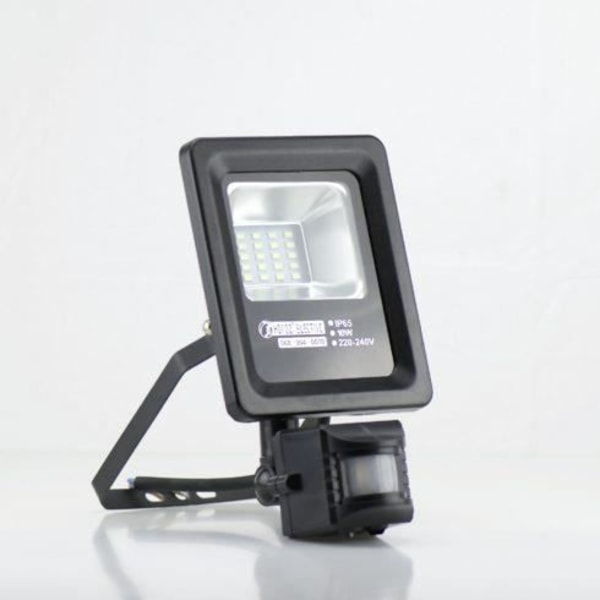 LED-projektor - Ospecifierad - 10W - IP65 - Rörelsedetektor - Extra platt Svart