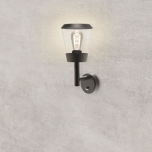Opadgående applique E27 IP54 med sensor Grå