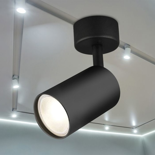 Set med 5 justerbara svarta takspotlights GU10 35W Svart