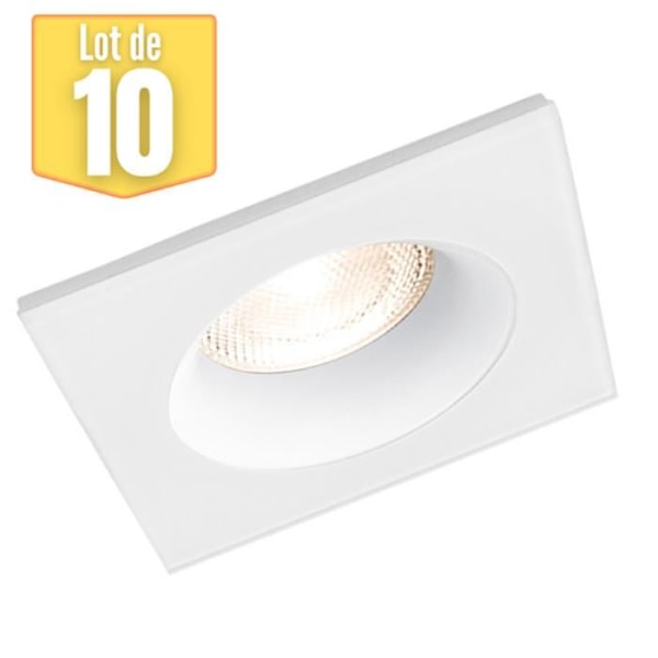 Set med 10 vita fyrkantiga infällda spotlights stöder IP54 Vit