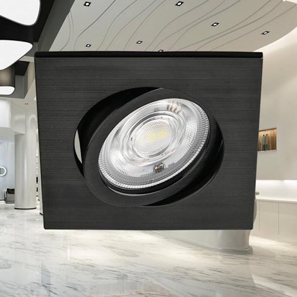 3i1 firkantet sort forsænket LED spotlight 7W IP20 Dæmpbar Svart