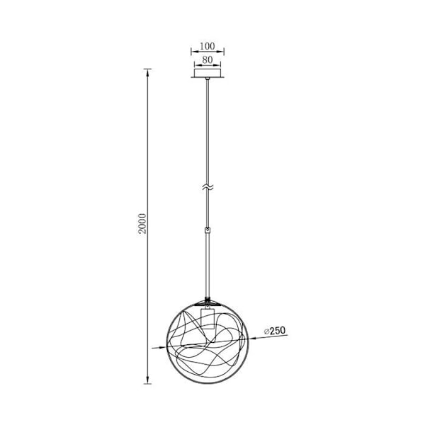 Dekorativ ophæng E27 1x23W i glas og guldmetal gyllene