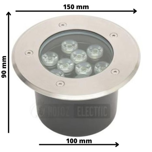 Vedenpitävä upotettu LED-kohdevalo 9W 900lm 4000K IP67 Matt krom
