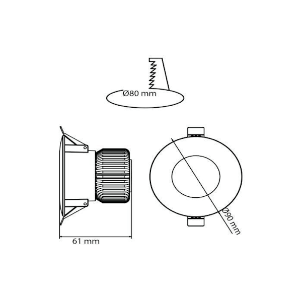 LED Spot Downlight 6W pyöreä kiinteä vedenpitävä IP65 Vit
