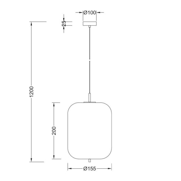 Oval taklampa i opalglas 23W IP20 E14 Diam 155mm Svart