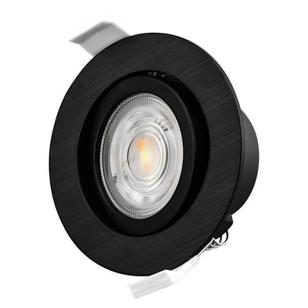 Set med 5 3in1 runda svarta infällda LED-spotlights 7W IP20 Svart