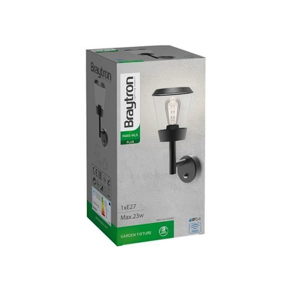 Opadgående applique E27 IP54 med sensor Grå