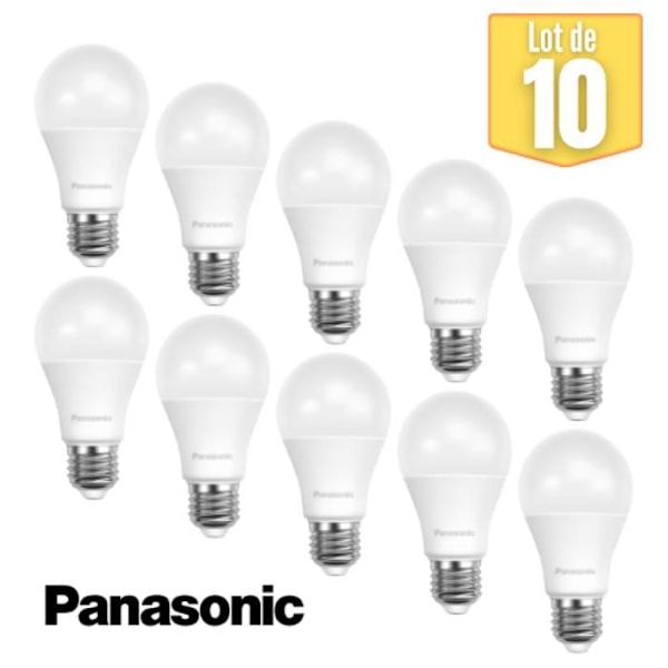 10 kpl Panasonic E27 A60 8,5W E27 6500K LED-lamppuja Vit kyla