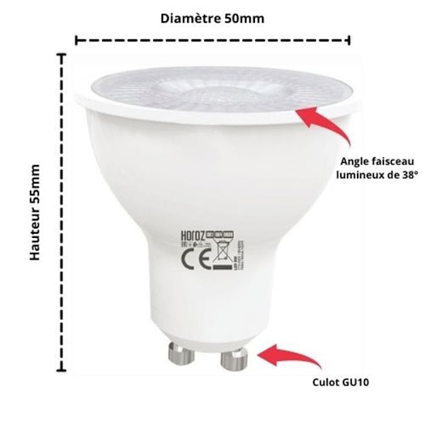 Set med 10 LED-spotlampor 4W GU10 (Ekv. 32W) 4200K