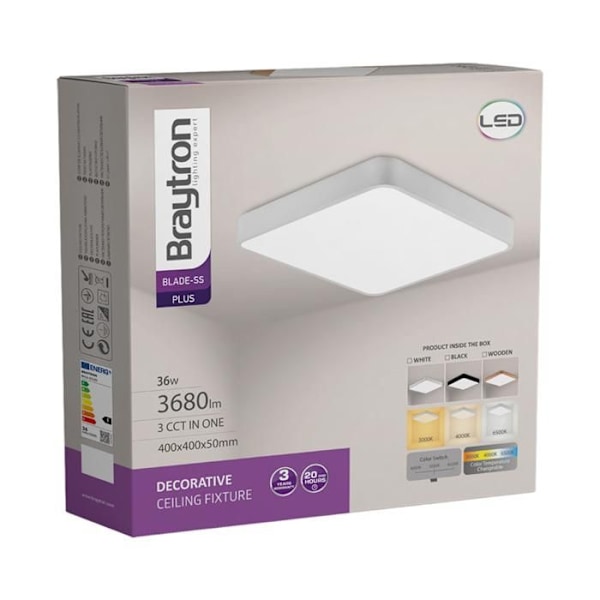 BRAYTRON Blade-S1 LED-taklampa, vit, 3in1, 36W, metall Vit
