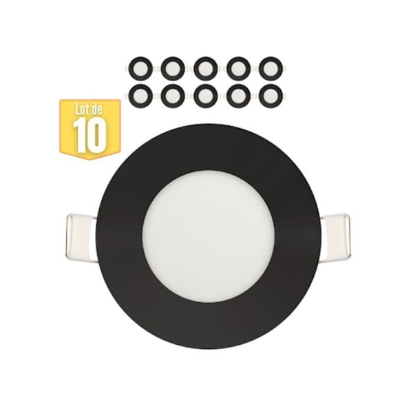 Sæt med 10 LED Plader 3W 2700K 110lm Sort IP20 Svart