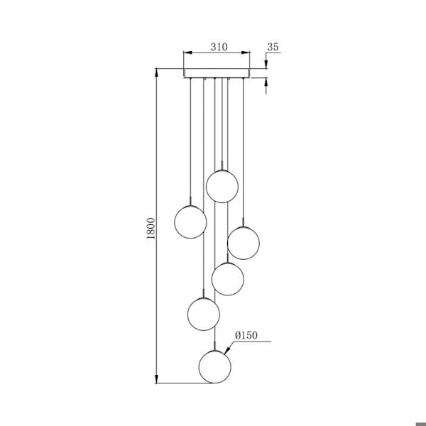 Dekorativ upphängning 6xG9 10W – Metall Design Amber Bärnsten
