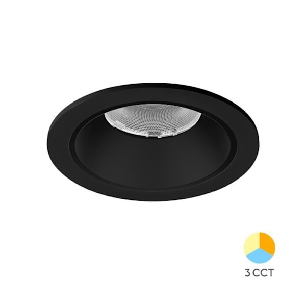 Spot LED Indbygningslys - Braytron - Pakke med 5 - 10W - Justerbar temperatur 3000K/4000K/6500K - IP20 Svart