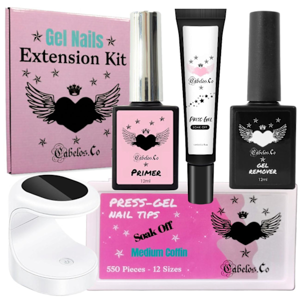 Lösnaglar Press on Gel Startkit Transparent Kit Medium Coffin