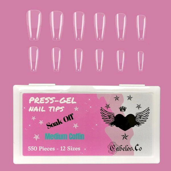Press-on Soft Gel Nagelkit Medium Coffin Set