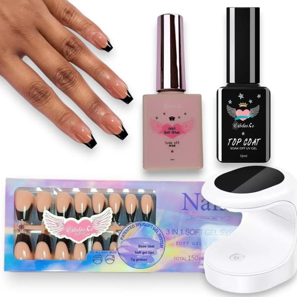 Lösnaglar Gel Press on Starter Kit White Coffin White Kit