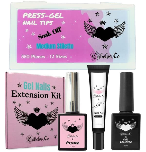 Lösnaglar Press on Gel Startkit Clear Kit Medium Stiletto