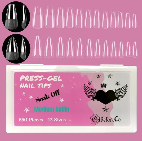 Gelé Nageltippar - Press-on Soft Gel Nail Tips Medium Coffin