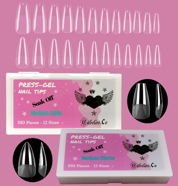 Gelé Nageltippar - Press-on Soft Gel Nail Tips Medium Coffin