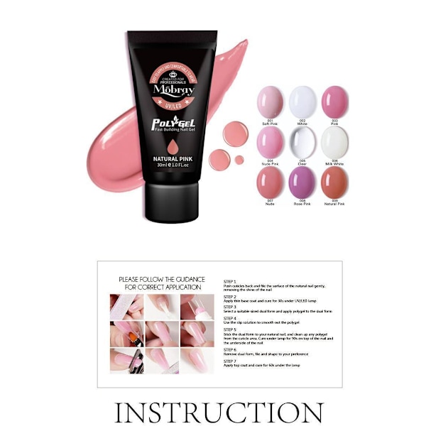 Polygel Naglar 30g Pink