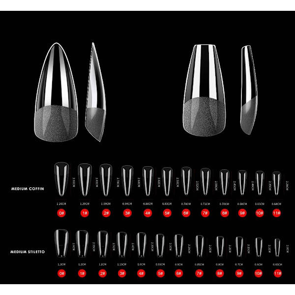 Press-on Soft Gel Nagelkit Medium Coffin Set