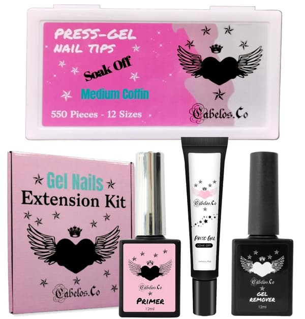Lösnaglar Press on Gel Startkit Transparent Kit Medium Coffin