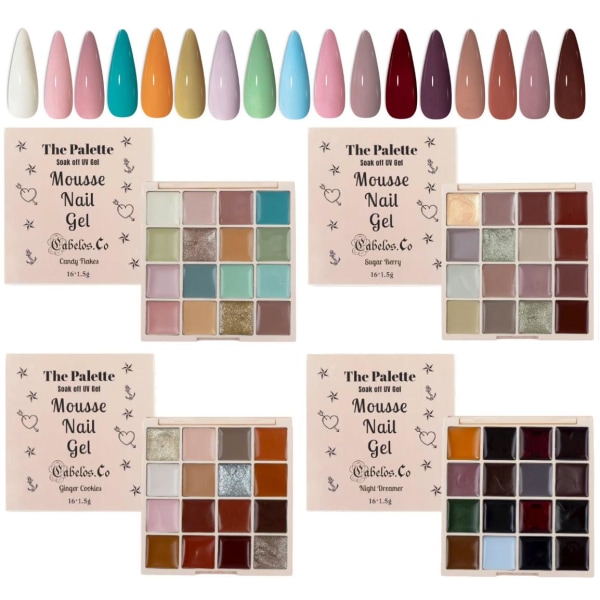 Gel Nagellack Palett – Mousse UV Gellack flerfärgad Candy Flakes