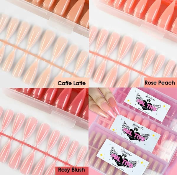 Lösnaglar - Soft Gel Press-On Nude Nails Rosy Blush