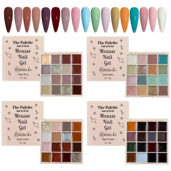Gel Nagellack Palett – Mousse UV Gellack flerfärgad Candy Flakes