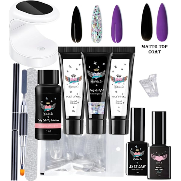 Polygel Naglar Kit Matt Topplack
