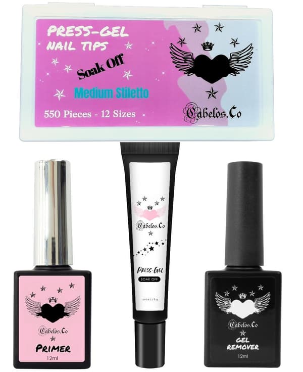 Lösnaglar Press on Gel Startkit Clear Kit Medium Stiletto