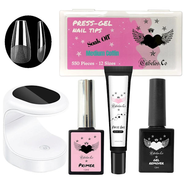 Press-on Soft Gel Nagelkit Medium Coffin Set
